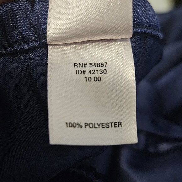 Victoria's Secret Satin Feel Dark Blue Pajama Top & Bottoms Set Womens Medium - Picture 3 of 4